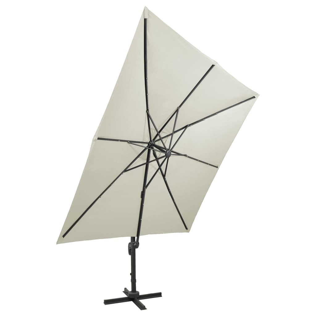 Ampelschirm mit LED-Beleuchtung 300 cm Sandweiß