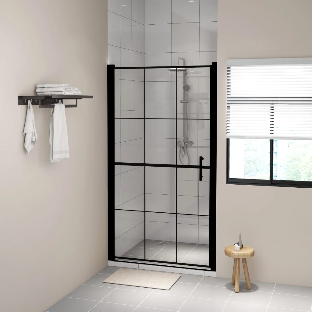 Shower door tempered glass 100 x 178 cm black