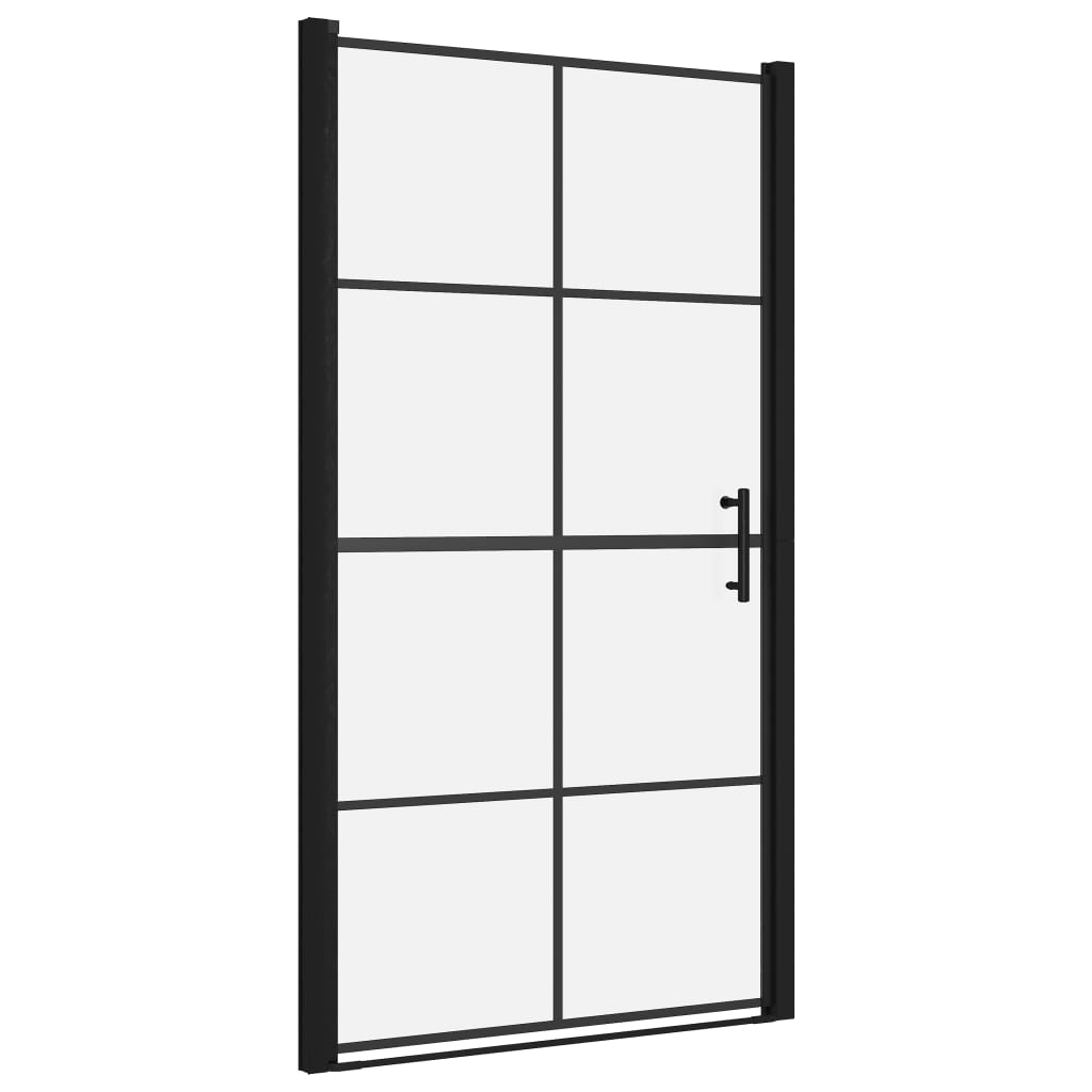 Shower door tempered glass 100x178 cm black