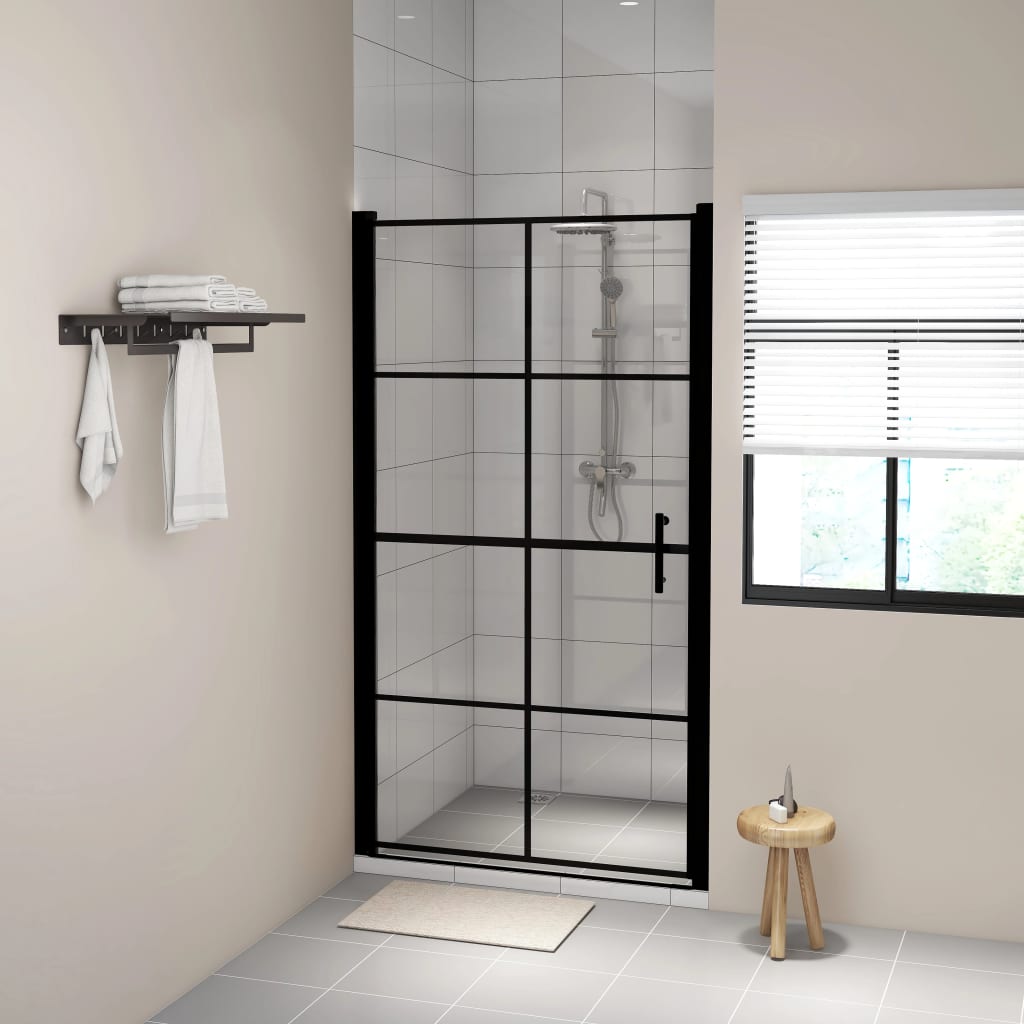 Shower door tempered glass 100x178 cm black