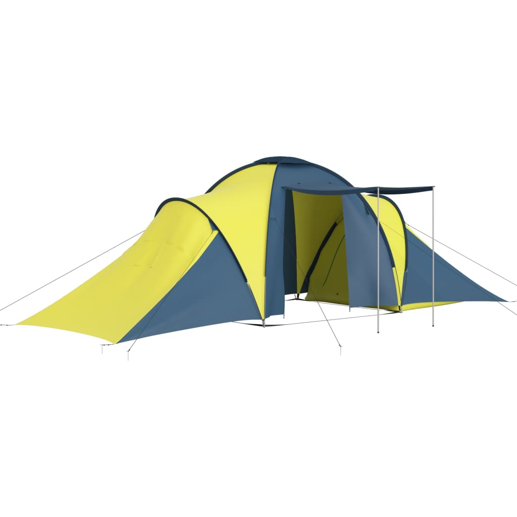 Camping tent 6 people blue and yellow