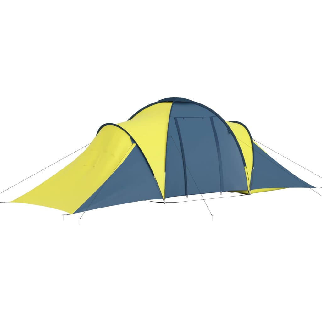 Camping tent 6 people blue and yellow