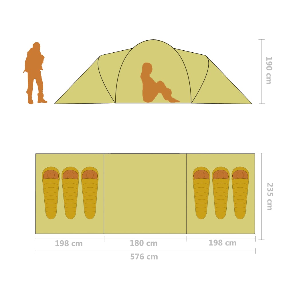 Camping tent 6 people blue and yellow