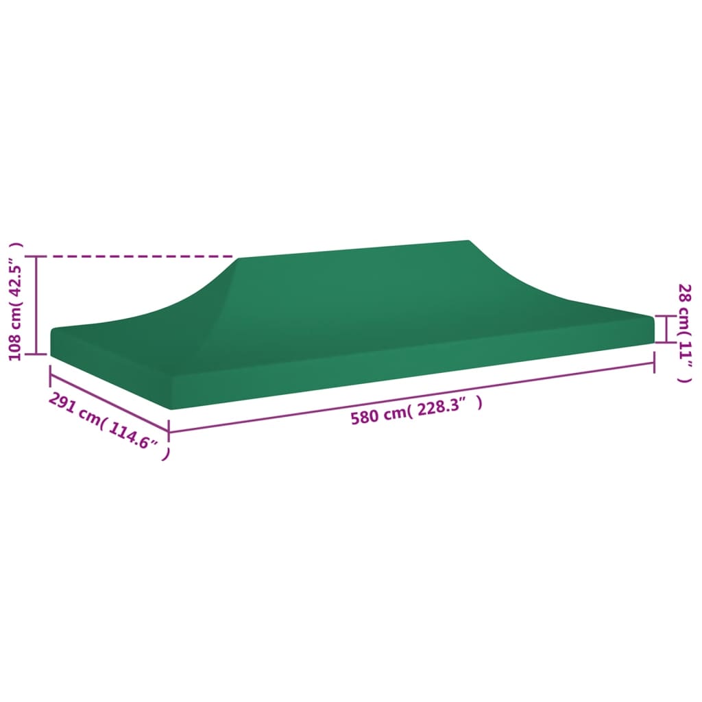 Partyzelt-Dach 6x3 m Grün 270 g/m²