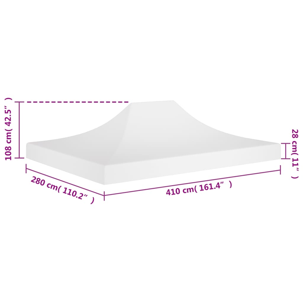 Partyzelt-Dach 4x3 m Weiß 270 g/m²