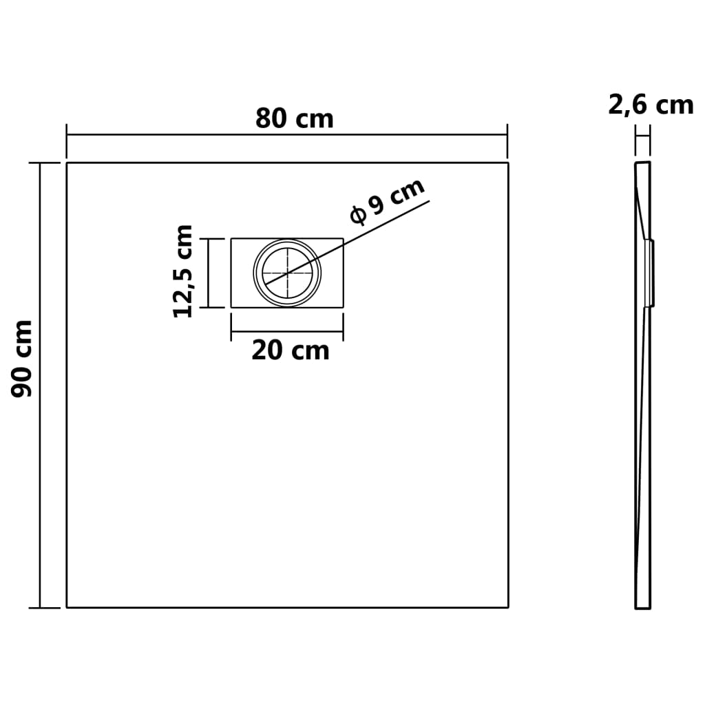 Shower tray SMC Grey 90x80 cm