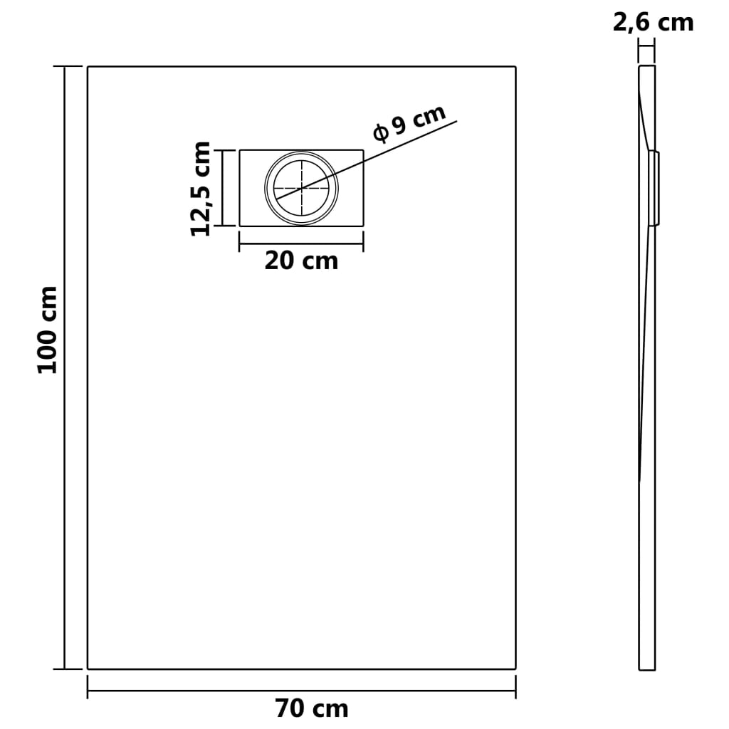 Shower tray SMC Grey 100x70 cm