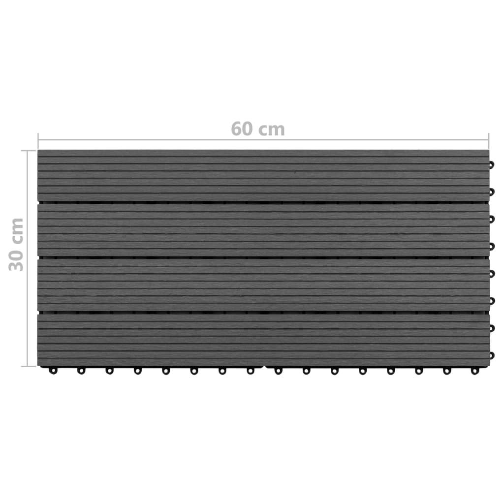Terrace tiles 6 pcs. WPC 60x30 cm 1.08 m² Black