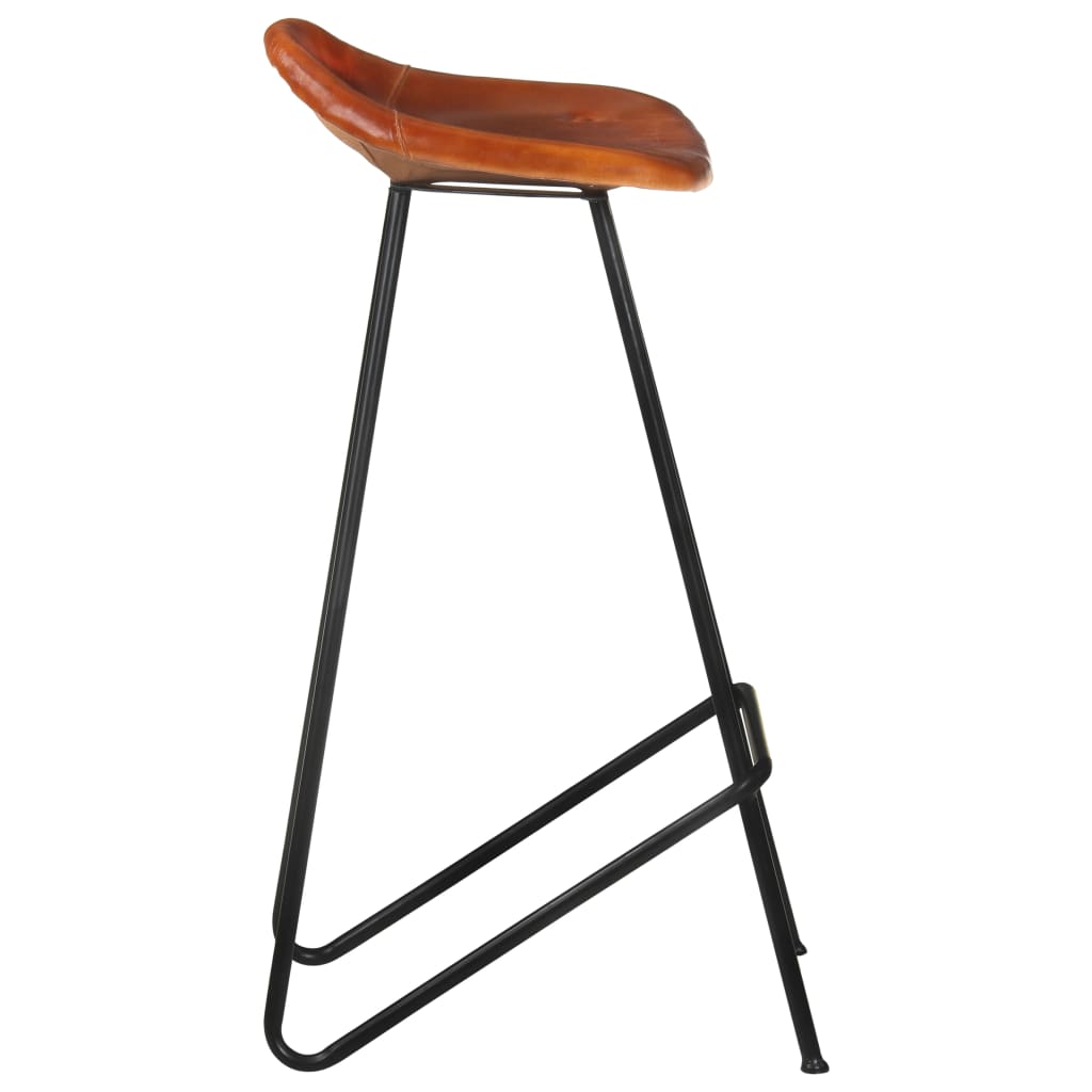 Barhocker 4 Stk. Braun Echtleder
