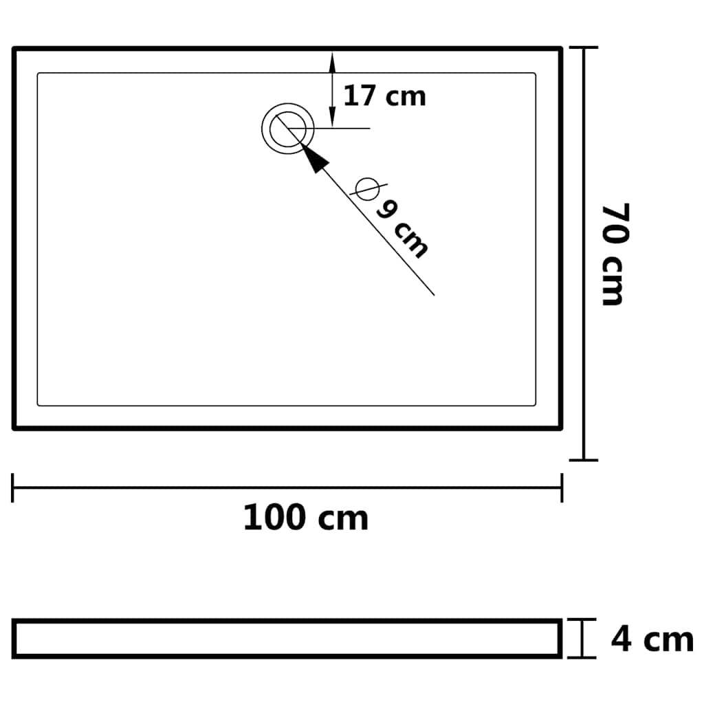 Shower tray ABS rectangular white 70x100 cm