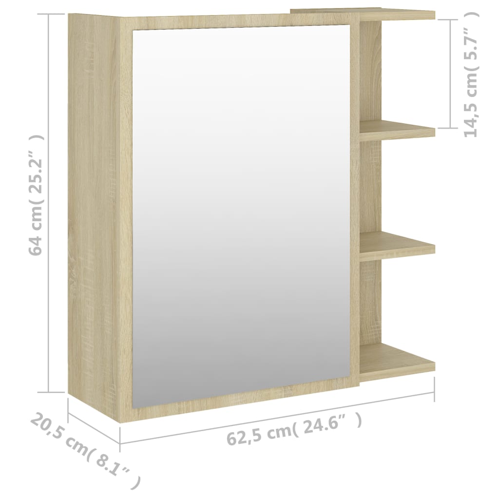 Bathroom mirror cabinet Sonoma oak 62.5x20.5x64 cm wood material