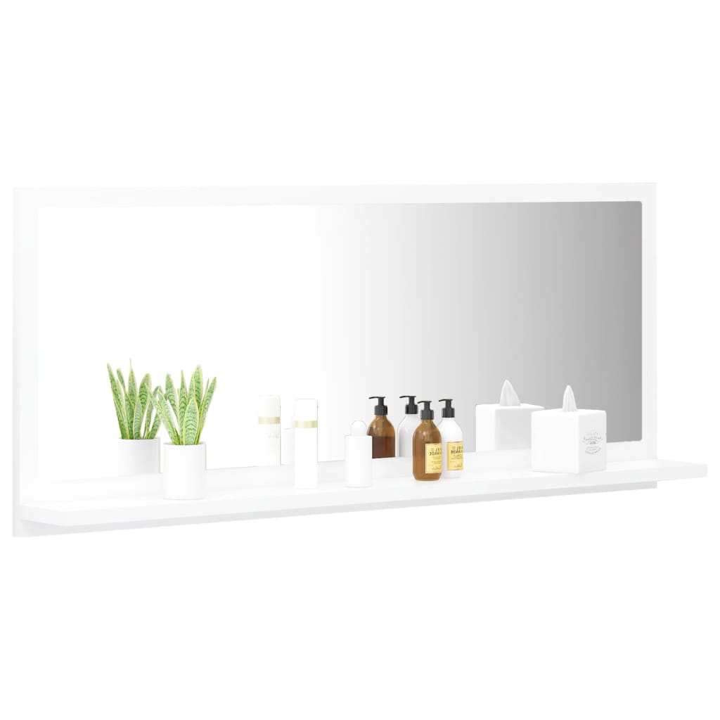 Bathroom mirror high gloss white 90x10.5x37 cm wood material