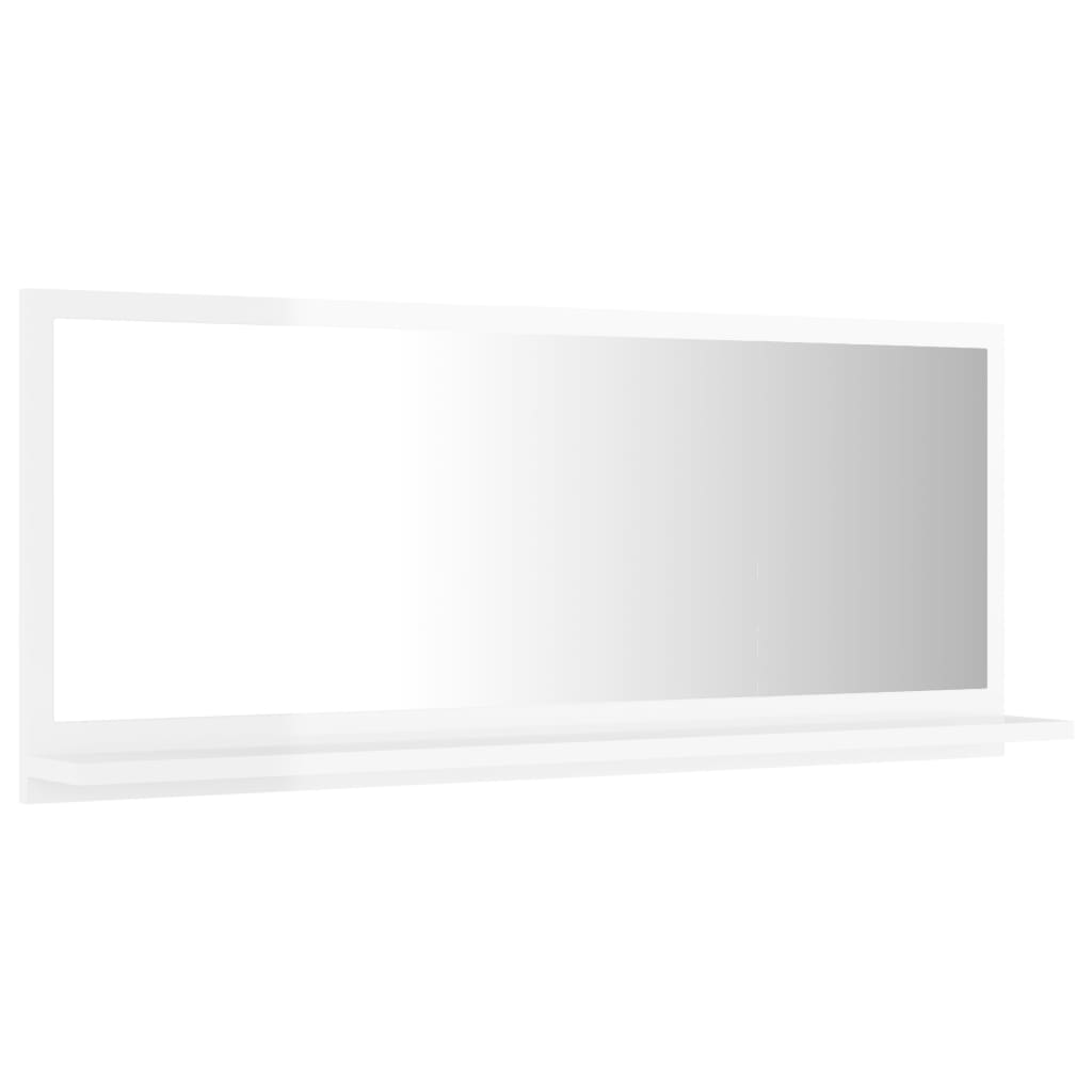 Bathroom mirror high gloss white 90x10.5x37 cm wood material