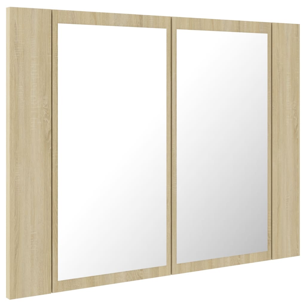 LED bathroom mirror cabinet Sonoma oak 60x12x45 cm acrylic