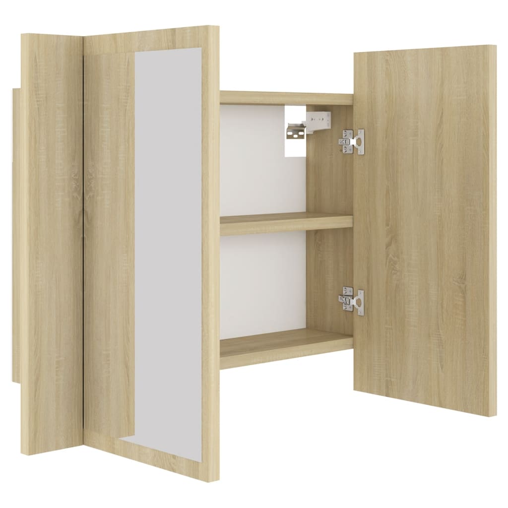 LED bathroom mirror cabinet Sonoma oak 60x12x45 cm acrylic