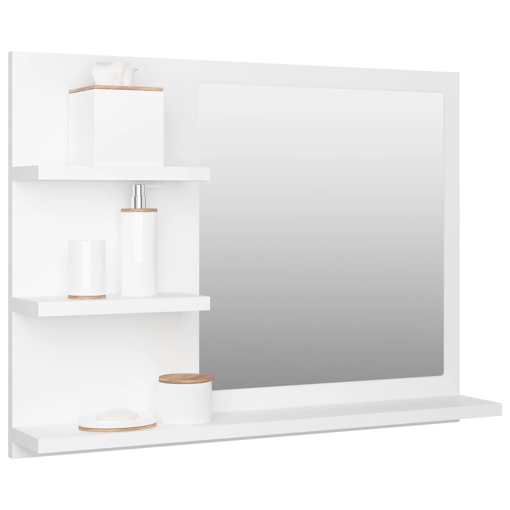 Bathroom Mirror White 60x10.5x45 cm Wood Material