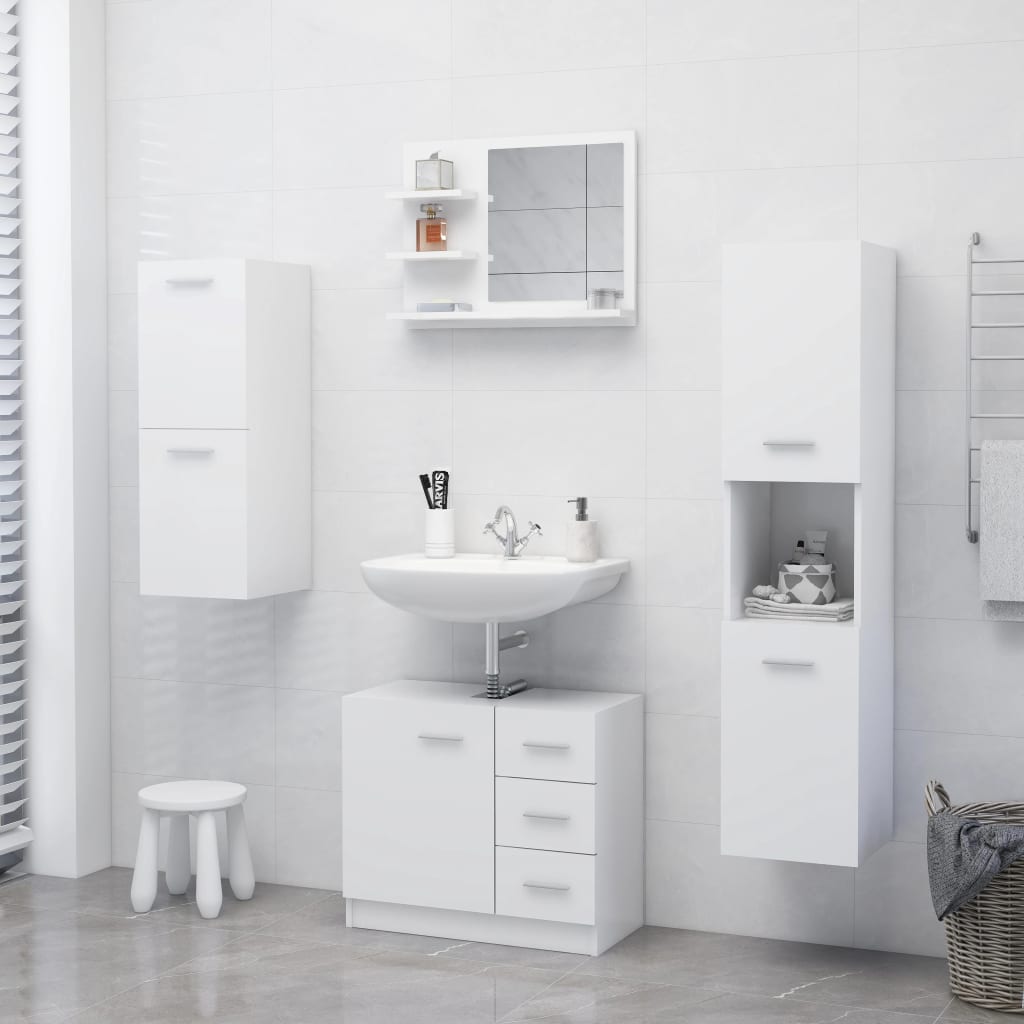 Bathroom Mirror White 60x10.5x45 cm Wood Material