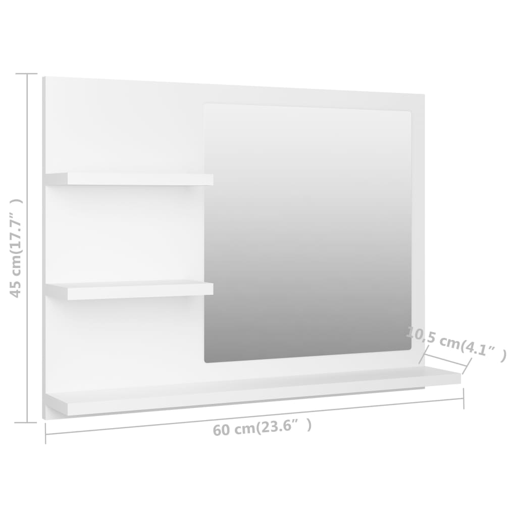 Bathroom Mirror White 60x10.5x45 cm Wood Material