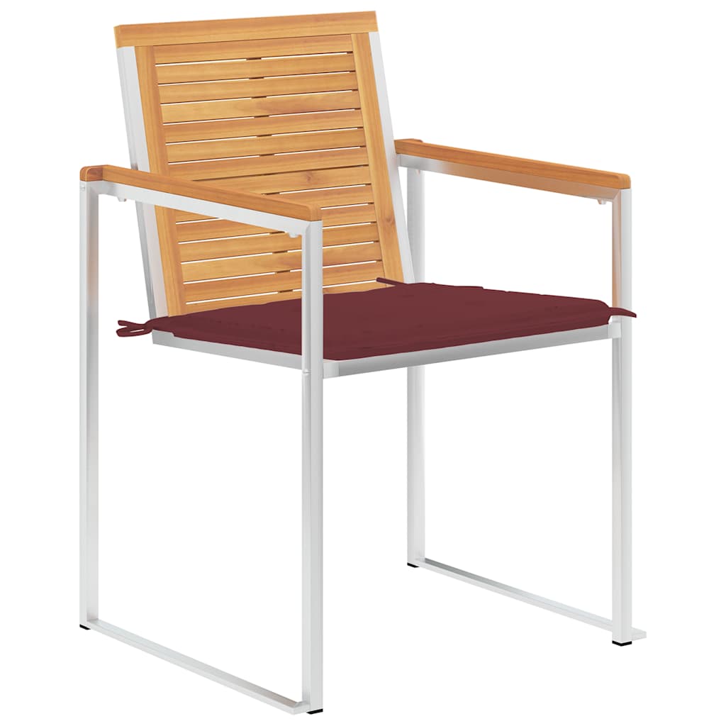 Gartenstühle mit Kissen 2 Stk. Massivholz Teak und Stahl