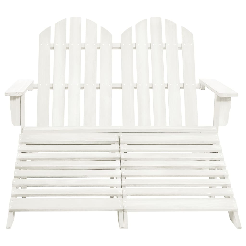 Adirondack garden bench 2-seater with footrest fir wood white