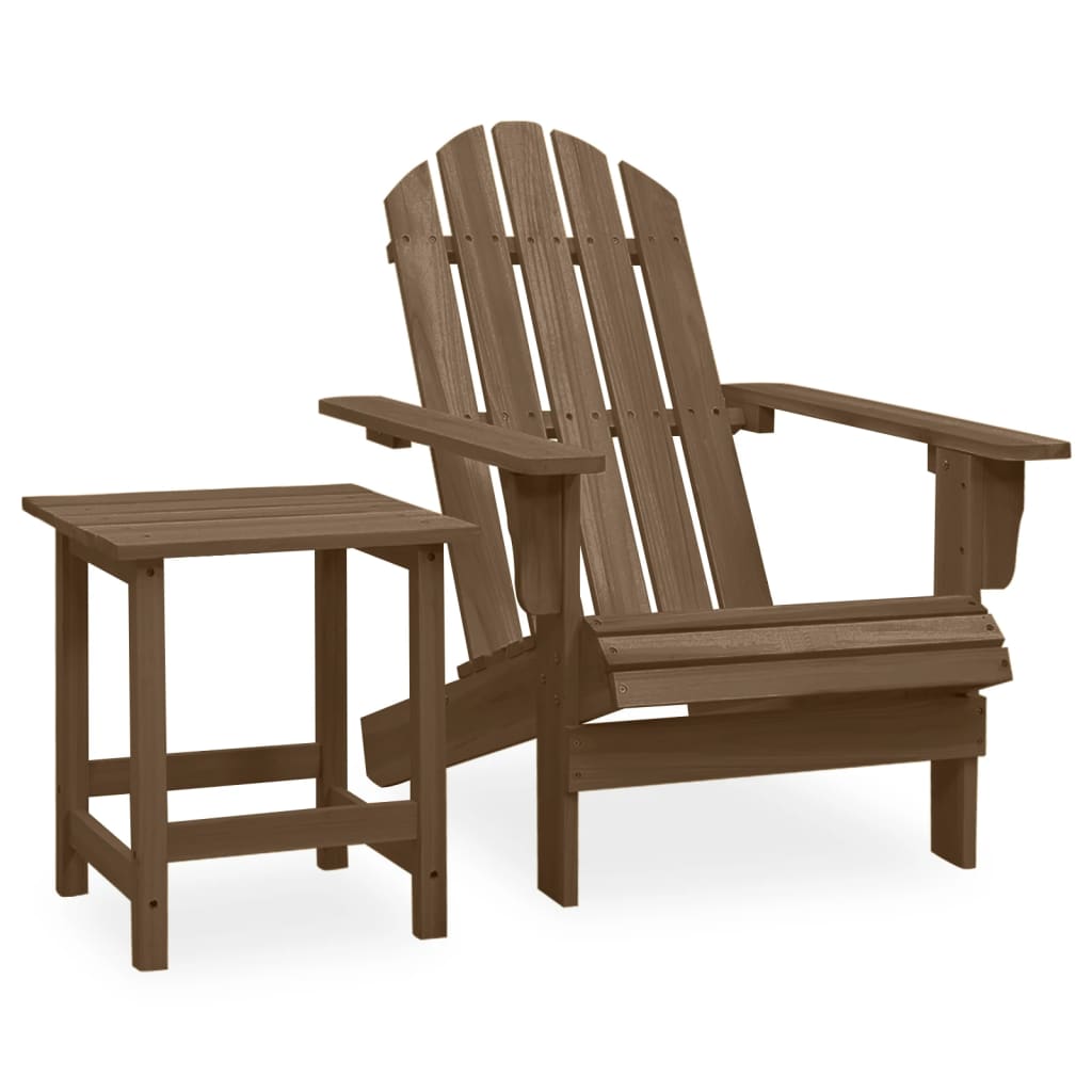 Adirondack garden chair with table solid fir brown