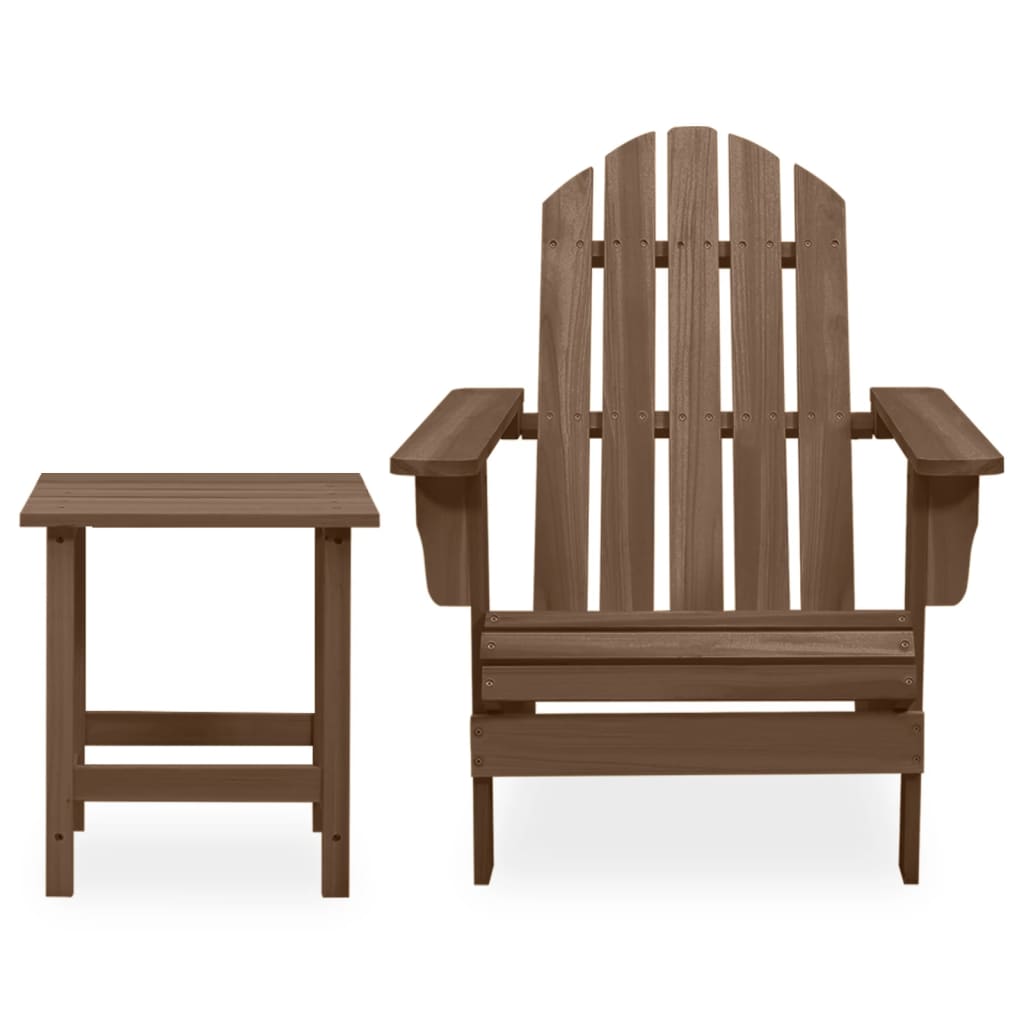 Adirondack garden chair with table solid fir brown