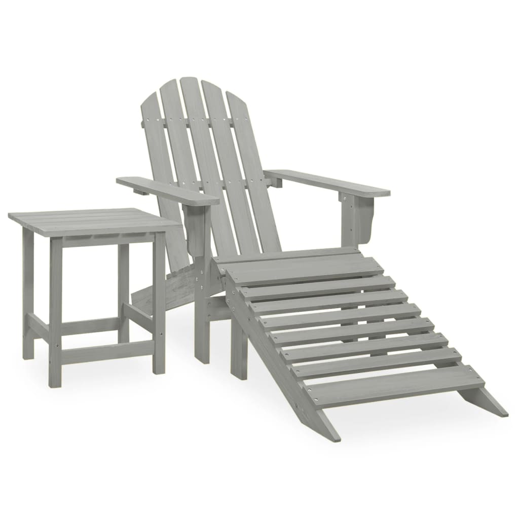 Adirondack garden chair with footrest &amp; table fir wood grey