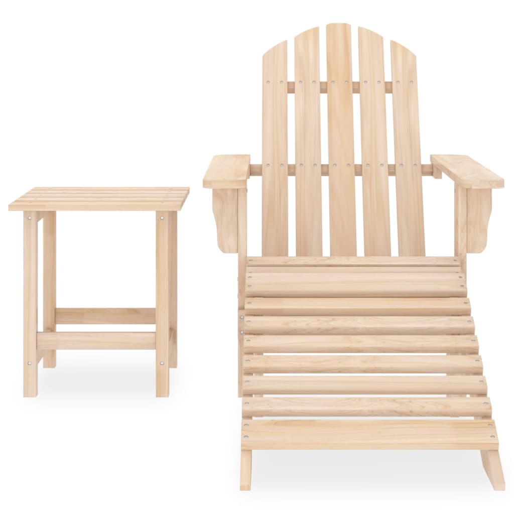 Adirondack garden chair with footrest &amp; table solid fir wood