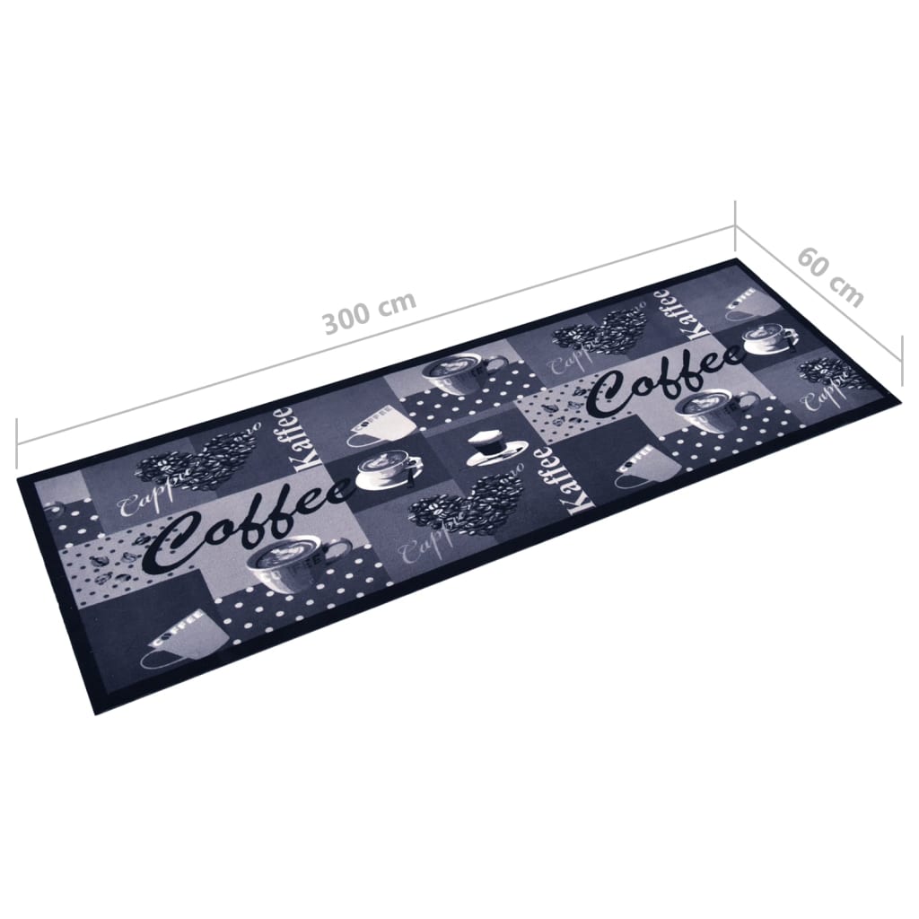 Kitchen rug washable coffee blue 60x300 cm