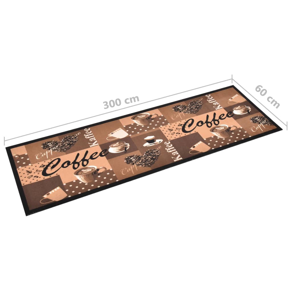 Kitchen rug washable coffee brown 60x300 cm