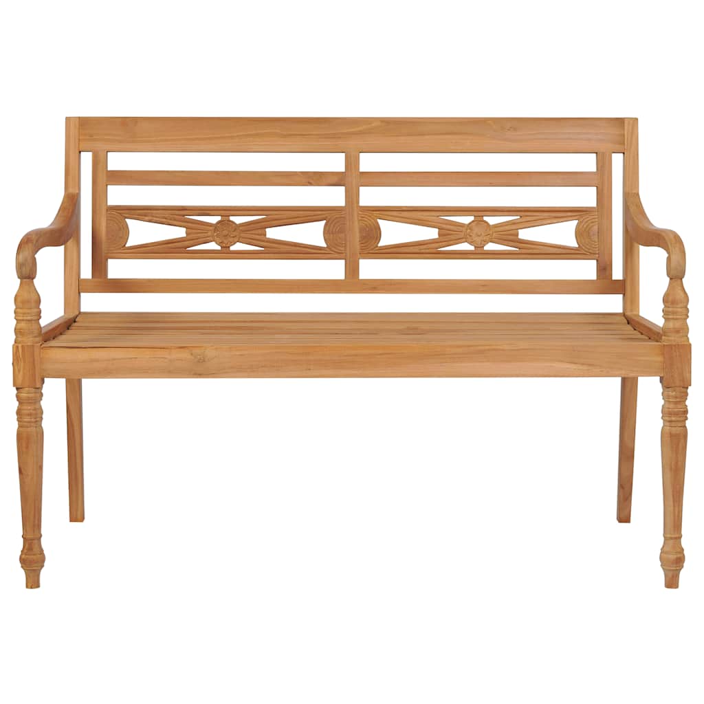 Batavia-Gartenbank mit Rotem Kissen 120 cm Teak Massivholz