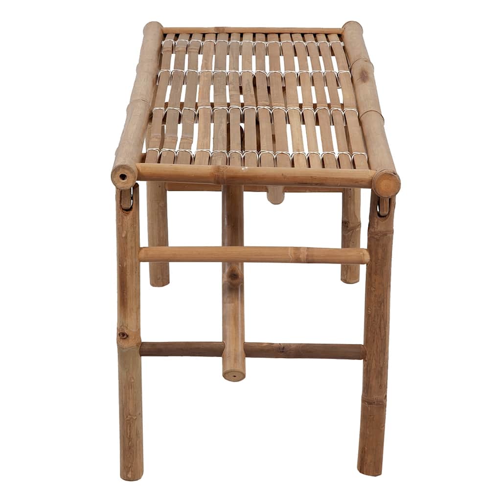 Folding garden bench with cushion 118 cm bamboo