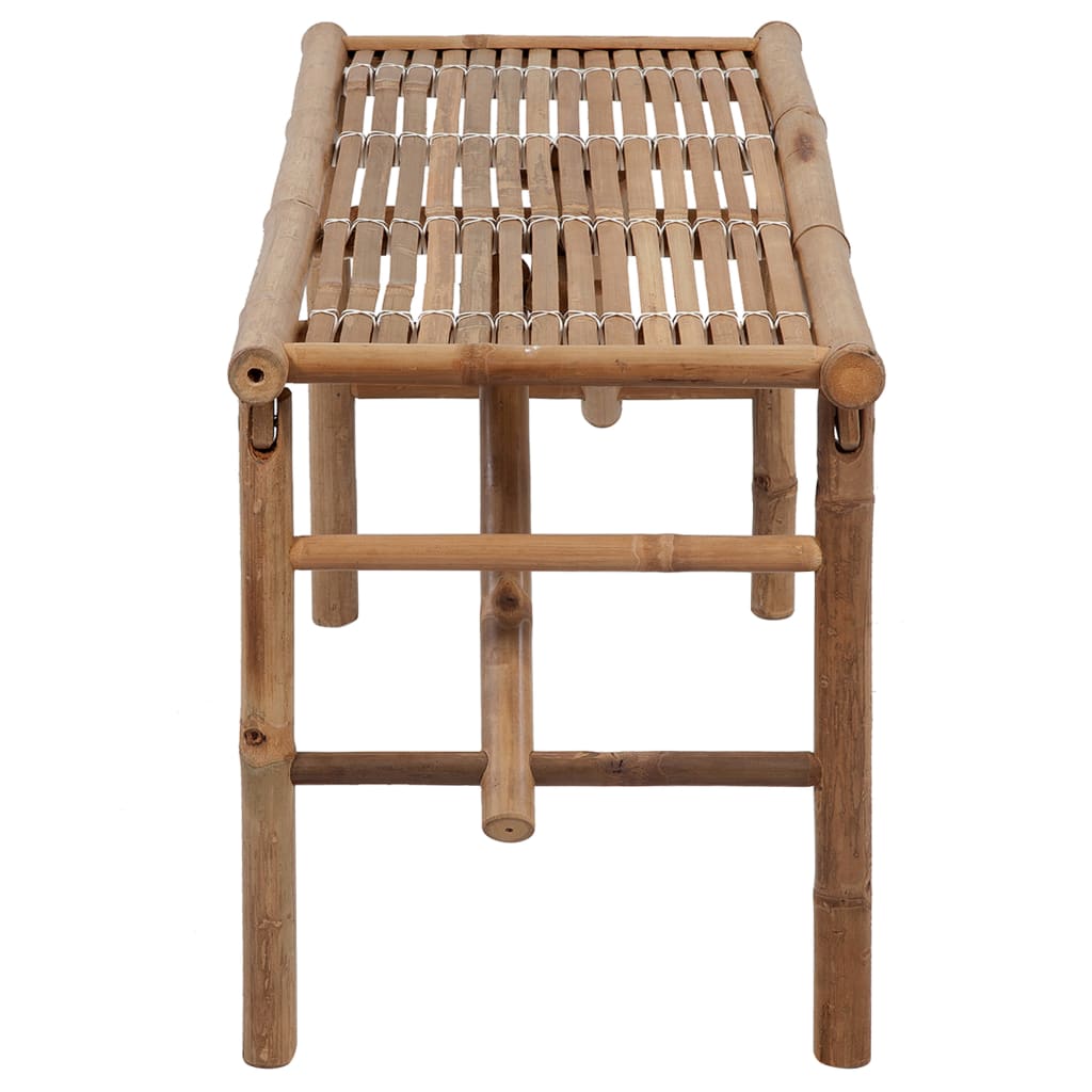 Folding garden bench with cushion 118 cm bamboo