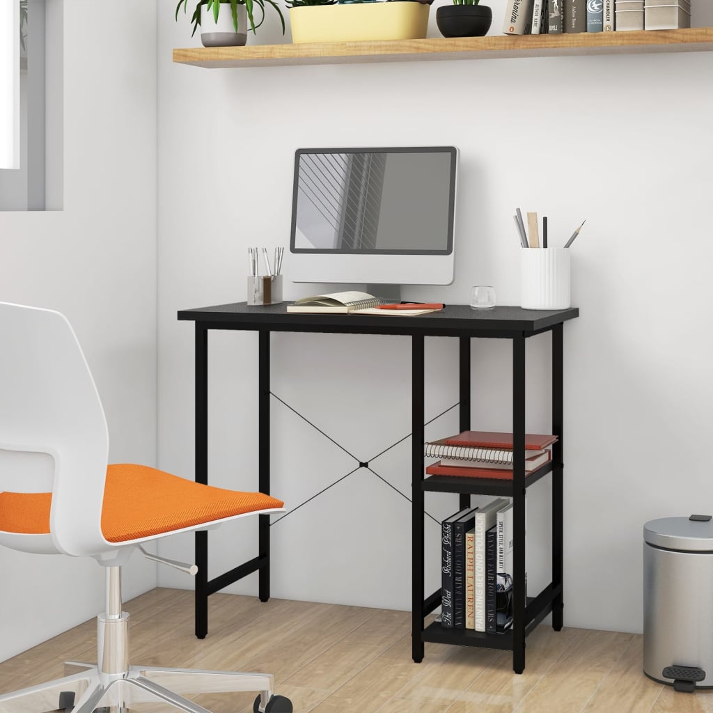 Computer desk black 80x40x72 cm MDF and metal