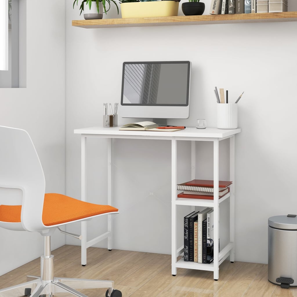 Computer desk white 80x40x72 cm MDF and metal