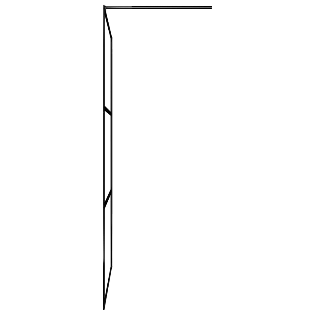 Shower screen for walk-in showers, toughened safety glass, black, 100x195 cm