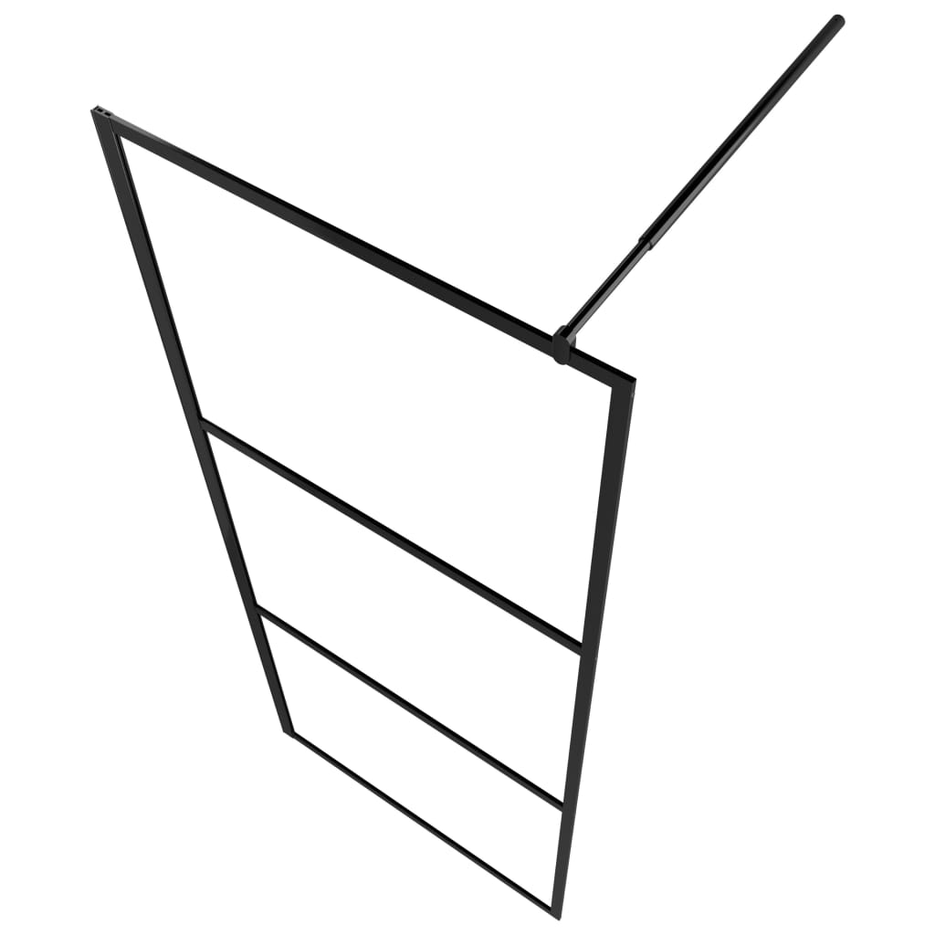 Shower screen for walk-in showers, toughened safety glass, black, 100x195 cm