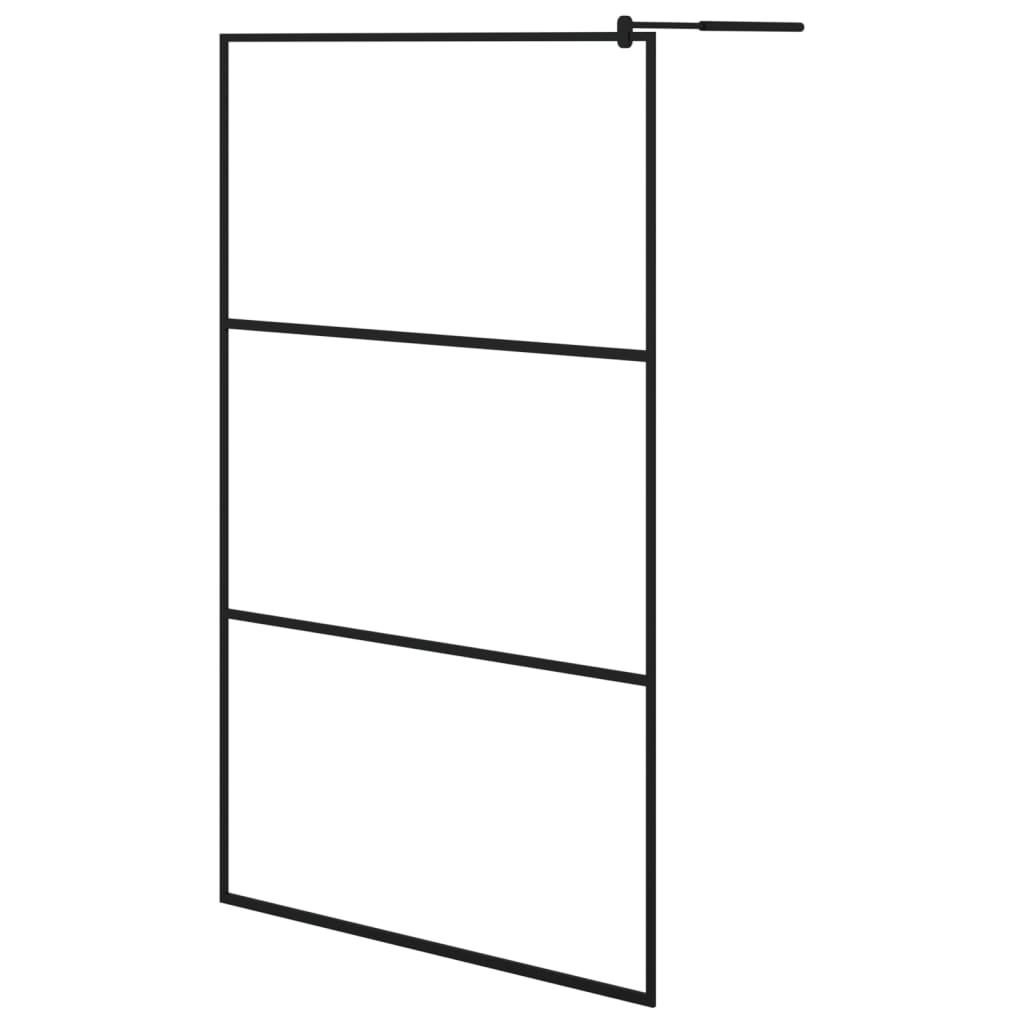 Shower screen for walk-in shower ESG clear glass black 115x195 cm
