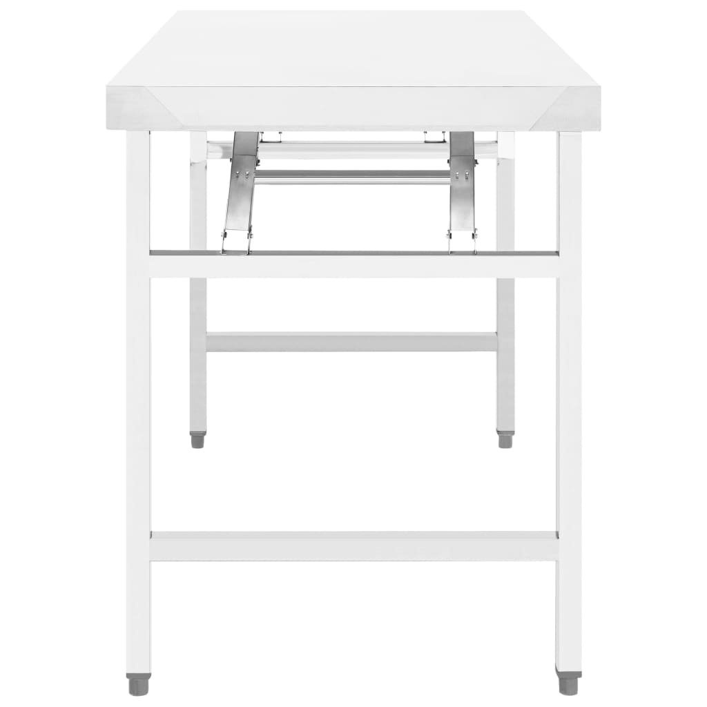 Kitchen work table foldable 100x60x80 cm stainless steel