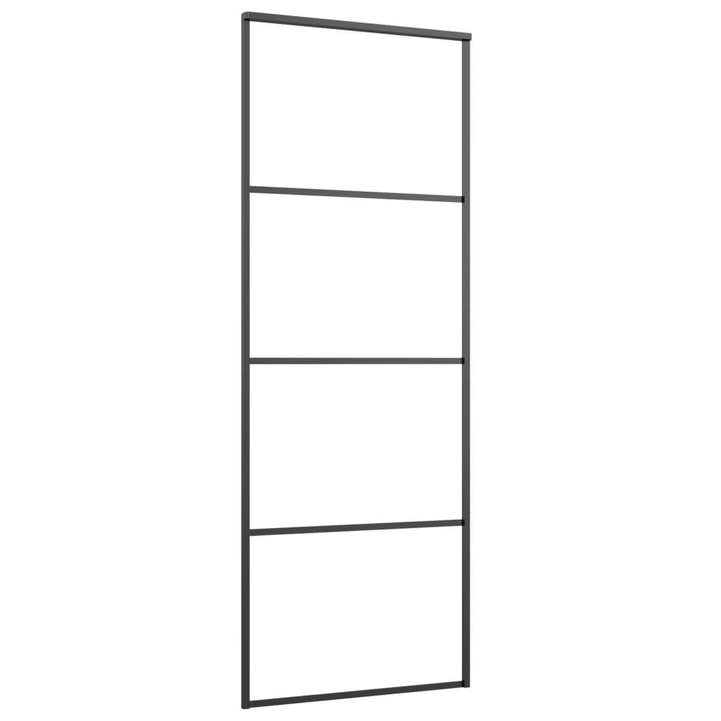 Schiebetür Aluminium und ESG Glas 76x205 cm Schwarz