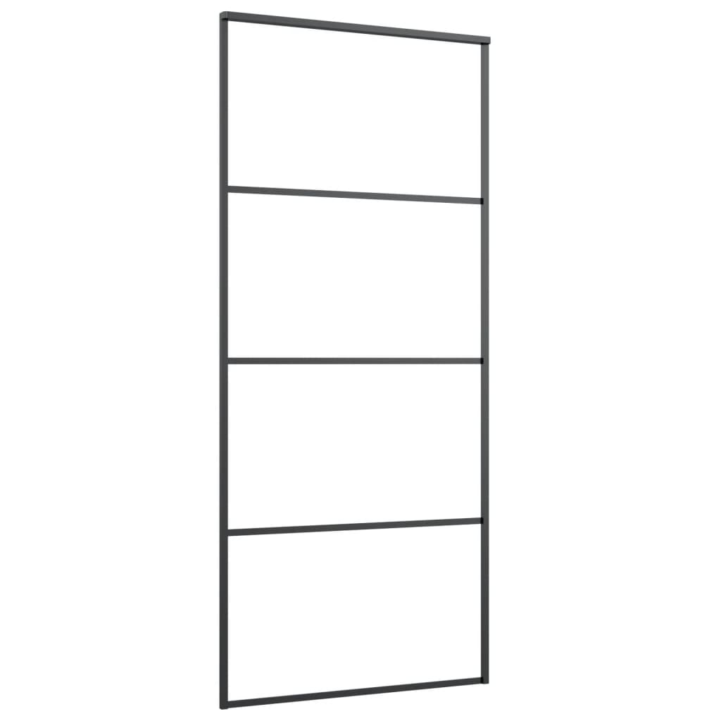 Schiebetür Aluminium und ESG Glas 90x205 cm Schwarz