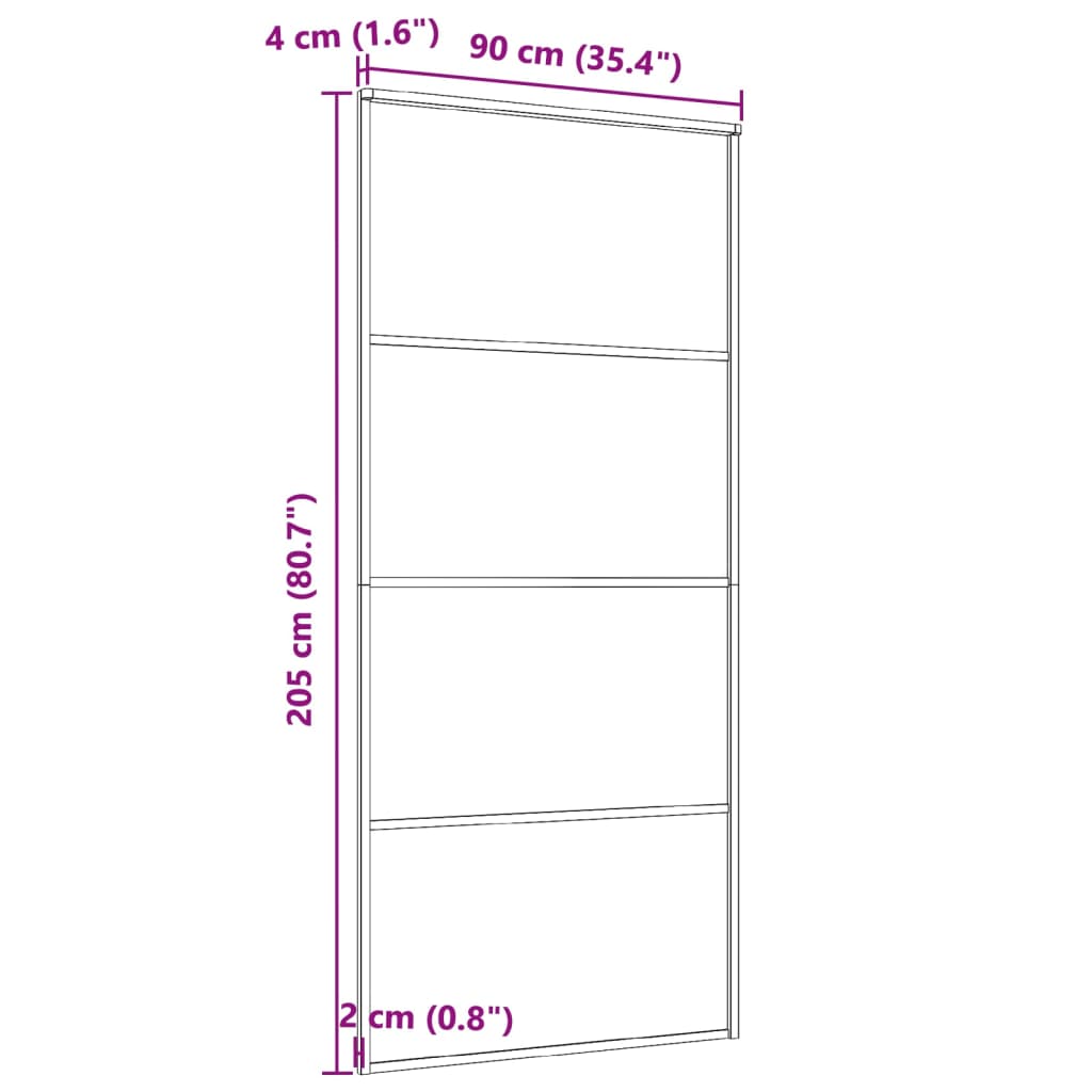 Schiebetür Aluminium und ESG Glas 90x205 cm Schwarz