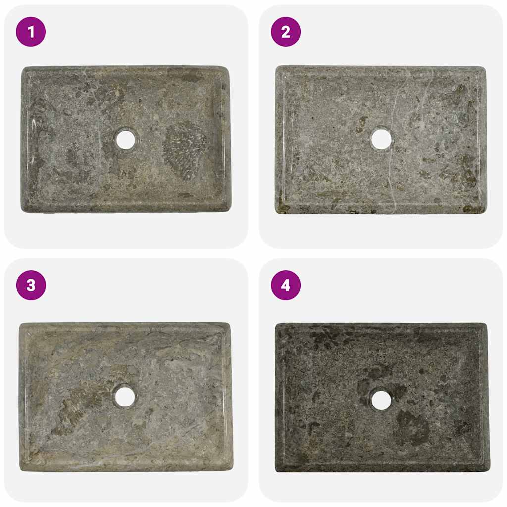 Waschbecken Grau 50x35x10 cm Marmor