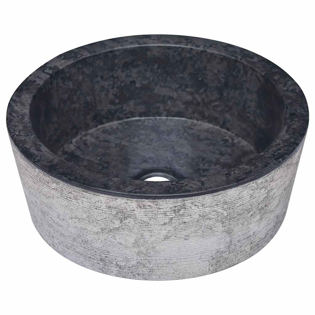 Waschbecken Schwarz Ø40x15 cm Marmor