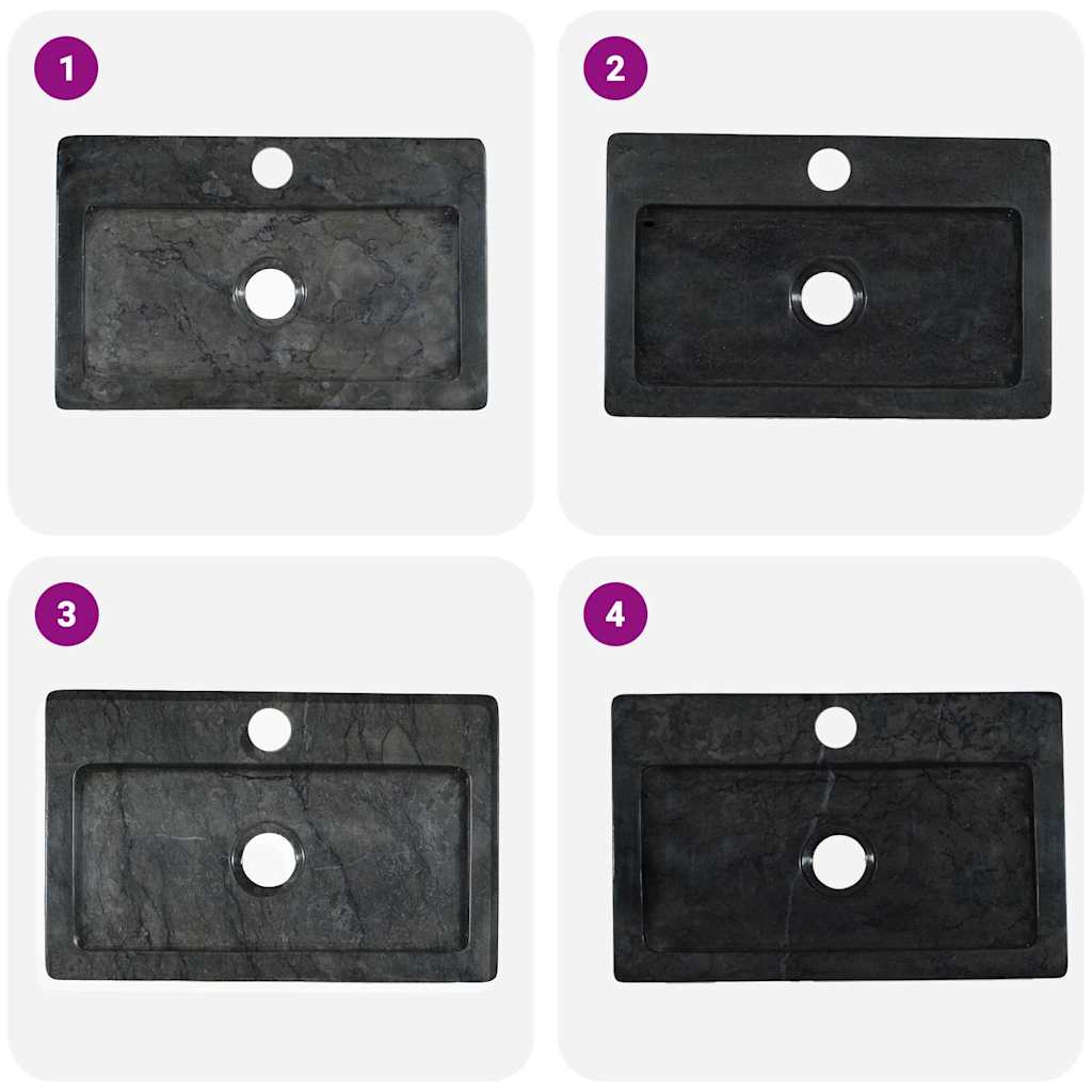 Wandwaschbecken Schwarz 38x24x6,5 cm Marmor