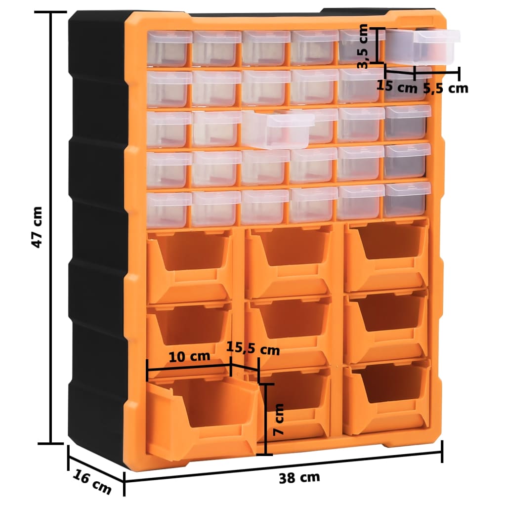 Multi-Schubladen-Organizer mit 39 Schubladen 38x16x47 cm