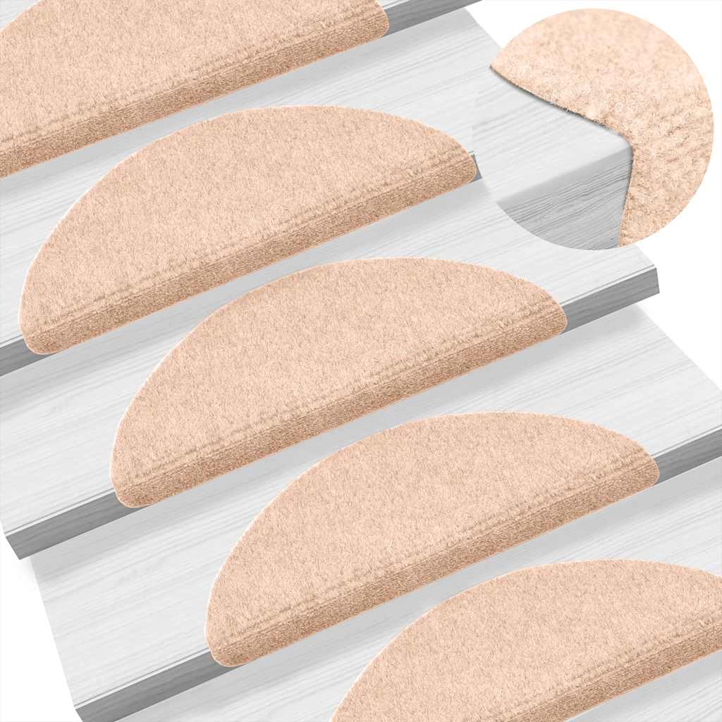 Self-adhesive stair mats 10 pcs. Cream 56x17x3cm needle felt