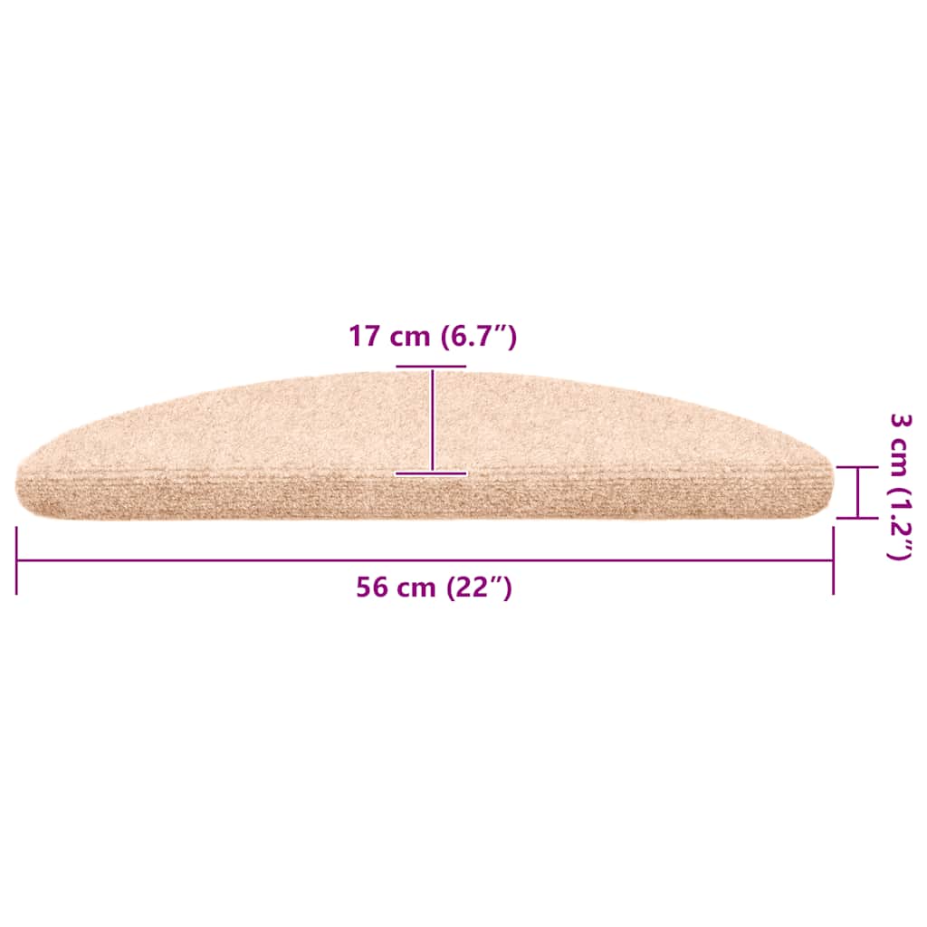 Self-adhesive stair mats 10 pcs. Cream 56x17x3cm needle felt