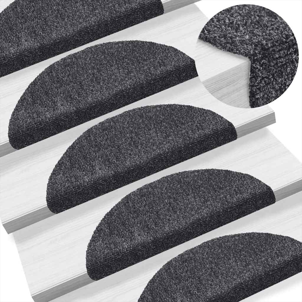 Stufenmatten Selbstklebend 5 Stk. 56x17x3 cm Dunkelgrau Halbrund