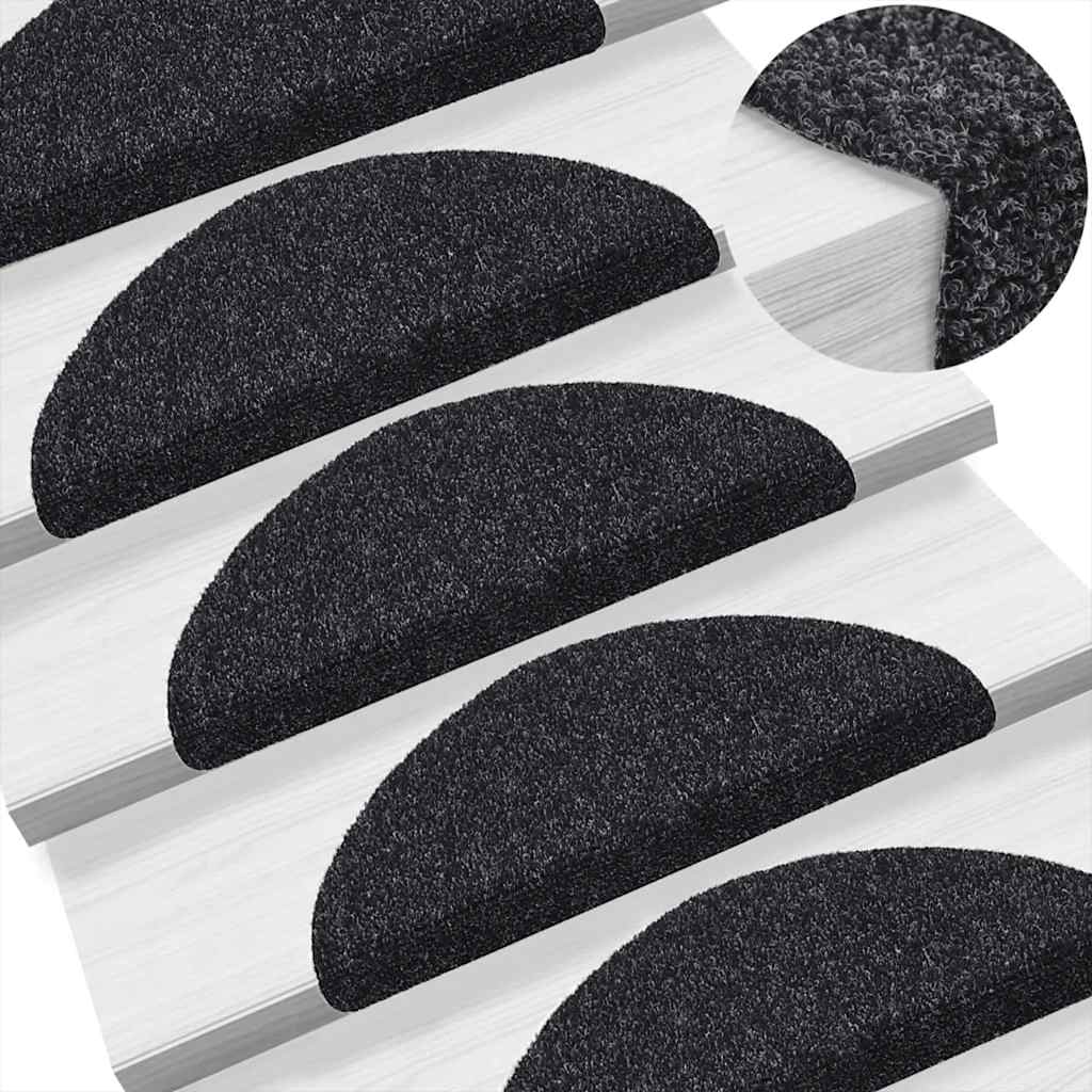 Stufenmatten Selbstklebend 10 Stk. 56x17x3 cm Schwarz Halbrund